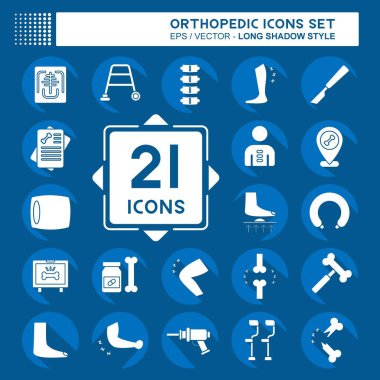 Simge Ayarlama Ortopedik. Sağlık sembolüyle ilgili. Uzun gölge tarzı. Basit dizayn edilebilir. Basit resimleme