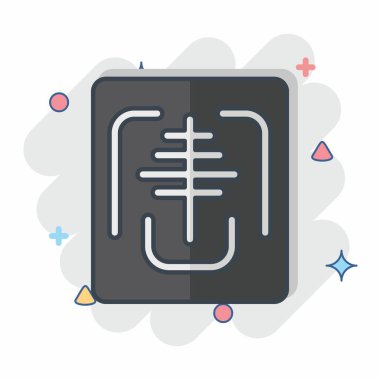 Simge X Ray. Ortopedik sembolle ilgili. Çizgi roman. Basit dizayn edilebilir. Basit resimleme