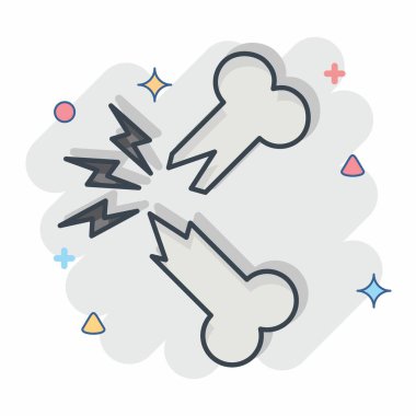 Simge Kırık Kemik. Ortopedik sembolle ilgili. Çizgi roman. Basit dizayn edilebilir. Basit resimleme