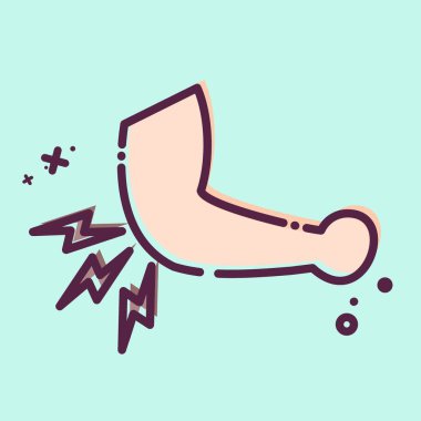 İkon Dirsek. Ortopedik sembolle ilgili. MBE tarzı. Basit dizayn edilebilir. Basit resimleme