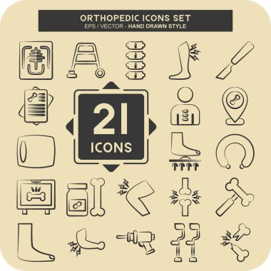 Simge Ayarlama Ortopedik. Sağlık sembolüyle ilgili. El çizimi tarzı. Basit dizayn edilebilir. Basit resimleme
