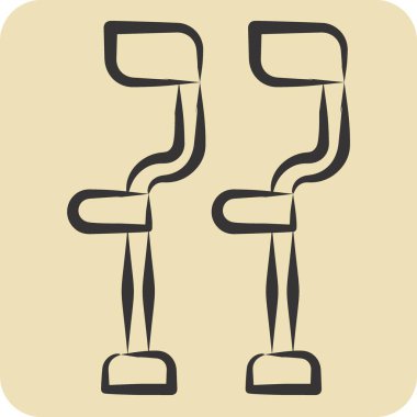 İkon Koltuk değnekleri. Ortopedik sembolle ilgili. El çizimi tarzı. Basit dizayn edilebilir. Basit resimleme