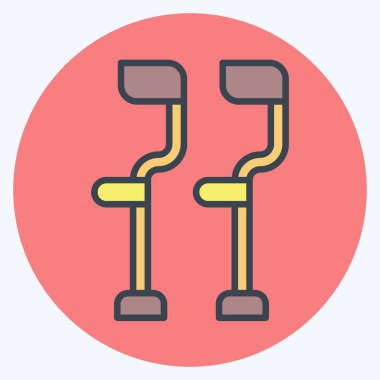 İkon Koltuk değnekleri. Ortopedik sembolle ilgili. renk arkadaşı stili. Basit dizayn edilebilir. Basit resimleme