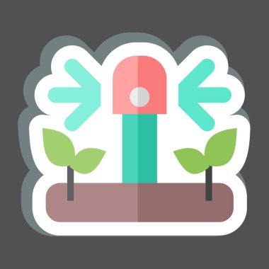 Çıkartma sulama. Tarım sembolüyle ilgili. Basit dizayn edilebilir. Basit resimleme