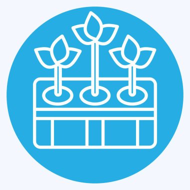 Icon Hidrofonik Bahçıvanlık. Tarım sembolüyle ilgili. Mavi gözlü. Basit dizayn edilebilir. Basit resimleme