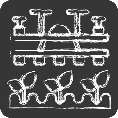 İkon Tarım Dronu. Tarım sembolüyle ilgili. Tebeşir stili. Basit dizayn edilebilir. Basit resimleme