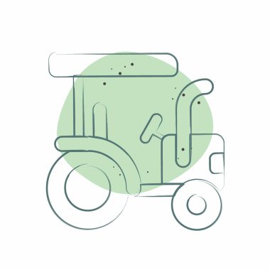 Simge traktörü. Tarım sembolüyle ilgili. Renkli Leke Biçimi. Basit dizayn edilebilir. Basit resimleme