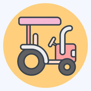 Simge traktörü. Tarım sembolüyle ilgili. renk arkadaşı stili. Basit dizayn edilebilir. Basit resimleme