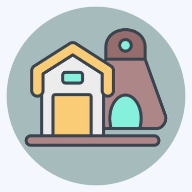 Simge Çiftliği. Tarım sembolüyle ilgili. renk arkadaşı stili. Basit dizayn edilebilir. Basit resimleme