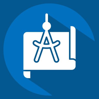 Simge Proje Yönetimi. Sanat ve Medya sembolüyle ilgili. Uzun gölge tarzı. Basit tasarım düzenlenebilir