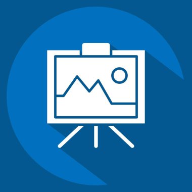 Simge boyama. Sanat ve Medya sembolüyle ilgili. Uzun gölge tarzı. Basit tasarım düzenlenebilir