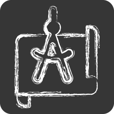 Simge Proje Yönetimi. Sanat ve Medya sembolüyle ilgili. Tebeşir stili. Basit tasarım düzenlenebilir