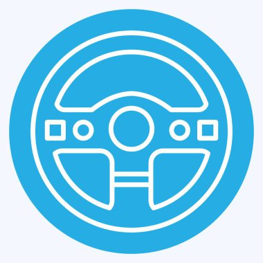 İkon Direksiyon. Yarış sembolüyle ilgili. Mavi gözlü. Basit dizayn edilebilir. Basit resimleme