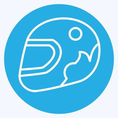 Icon Yarış Miğferi. Yarış sembolüyle ilgili. Mavi gözlü. Basit dizayn edilebilir. Basit resimleme