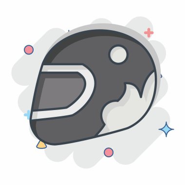 Icon Yarış Miğferi. Yarış sembolüyle ilgili. Çizgi roman. Basit dizayn edilebilir. Basit resimleme