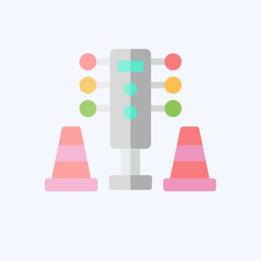 Simgesel Trafik Işıkları. Yarış sembolüyle ilgili. Düz stil. Basit dizayn edilebilir. Basit resimleme