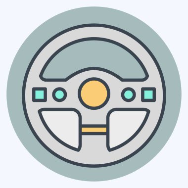 İkon Direksiyon. Yarış sembolüyle ilgili. renk arkadaşı stili. Basit dizayn edilebilir. Basit resimleme