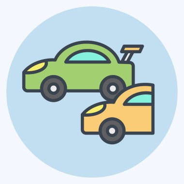 Simge Yarışı. Yarış sembolüyle ilgili. renk arkadaşı stili. Basit dizayn edilebilir. Basit resimleme