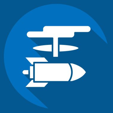 Simgesel Nükleer Silah. Nükleer sembolle ilgili. Uzun gölge tarzı. Basit dizayn edilebilir. Basit resimleme