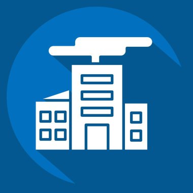 Şehirdeki ikon hasarı. Nükleer sembolle ilgili. Uzun gölge tarzı. Basit dizayn edilebilir. Basit resimleme