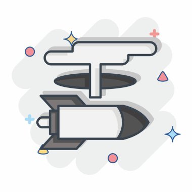 Simgesel Nükleer Silah. Nükleer sembolle ilgili. Çizgi roman. Basit dizayn edilebilir. Basit resimleme