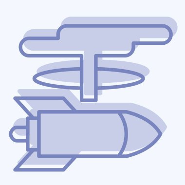 Simgesel Nükleer Silah. Nükleer sembolle ilgili. İki ton stili. Basit dizayn edilebilir. Basit resimleme