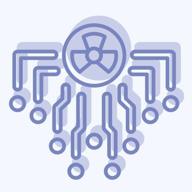 Simge Radyasyonu. Nükleer sembolle ilgili. İki ton stili. Basit dizayn edilebilir. Basit resimleme