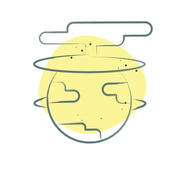 Simge Dünyayı Yok Eder. Nükleer sembolle ilgili. Renkli Leke Biçimi. Basit dizayn edilebilir. Basit resimleme