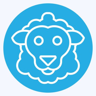 İkon Koyun. Hayvan sembolüyle ilgili. Mavi gözlü. Basit dizayn edilebilir. Basit resimleme