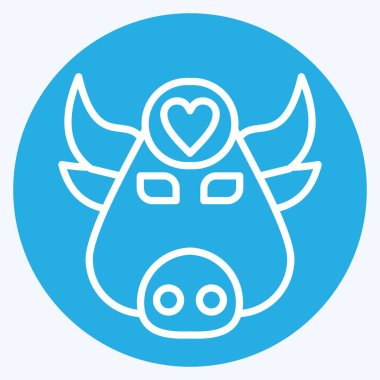 Icon Buffalo. Hayvan sembolüyle ilgili. Mavi gözlü. Basit dizayn edilebilir. Basit resimleme