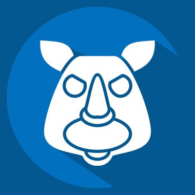 İkon Gergedan. Hayvan sembolüyle ilgili. Uzun gölge tarzı. Basit dizayn edilebilir. Basit resimleme