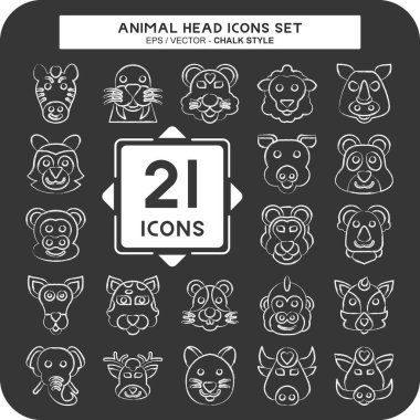 Hayvan Kafası İkonası. Hayvan sembolüyle ilgili. Tebeşir stili. Basit dizayn edilebilir. Basit resimleme