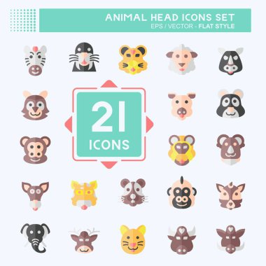 Hayvan Kafası İkonası. Hayvan sembolüyle ilgili. Düz stil. Basit dizayn edilebilir. Basit resimleme