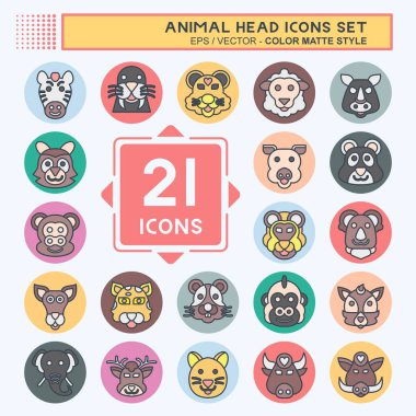 Hayvan Kafası İkonası. Hayvan sembolüyle ilgili. renk arkadaşı stili. Basit dizayn edilebilir. Basit resimleme