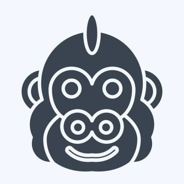 Simge Gorili. Hayvan sembolüyle ilgili. Kabartma tarzı. Basit dizayn edilebilir. Basit resimleme