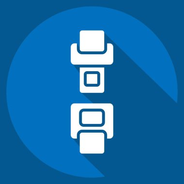 Simge emniyet kemeri. Yedek Parça sembolüyle ilgili. Uzun gölge tarzı. Basit dizayn edilebilir. Basit resimleme