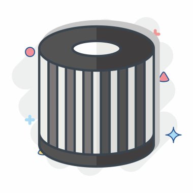 Simge Filtresi. Yedek Parça sembolüyle ilgili. Çizgi roman. Basit dizayn edilebilir. Basit resimleme