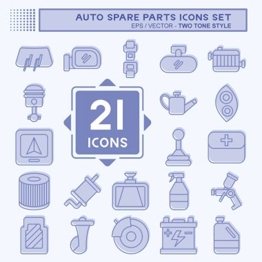 Simge Oto Yedek Parçalar Ayarla. Yedek Parça sembolüyle ilgili. İki ton stili. Basit dizayn edilebilir. Basit resimleme