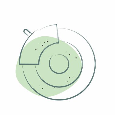 Simge frenleme halkası. Yedek Parça sembolüyle ilgili. Renkli Leke Biçimi. Basit dizayn edilebilir. Basit resimleme