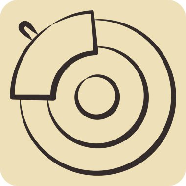 Simge frenleme halkası. Yedek Parça sembolüyle ilgili. El çizimi tarzı. Basit dizayn edilebilir. Basit resimleme