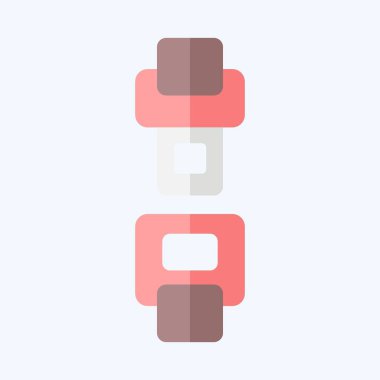 Simge emniyet kemeri. Yedek Parça sembolüyle ilgili. Düz stil. Basit dizayn edilebilir. Basit resimleme