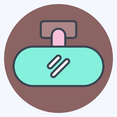 Simge Dikiz Aynası. Yedek Parça sembolüyle ilgili. renk arkadaşı stili. Basit dizayn edilebilir. Basit resimleme