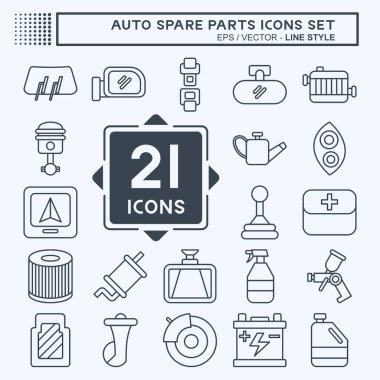 Simge Oto Yedek Parçalar Ayarla. Yedek Parça sembolüyle ilgili. Sıra tarzı. Basit dizayn edilebilir. Basit resimleme