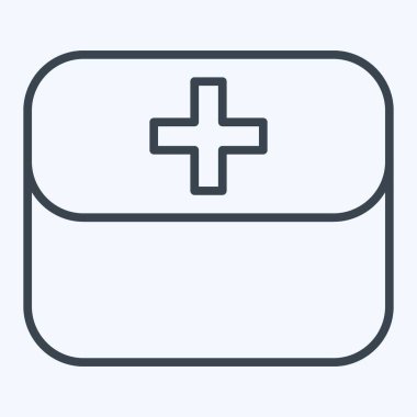 Simge ilk yardım kiti. Yedek Parça sembolüyle ilgili. Sıra tarzı. Basit dizayn edilebilir. Basit resimleme