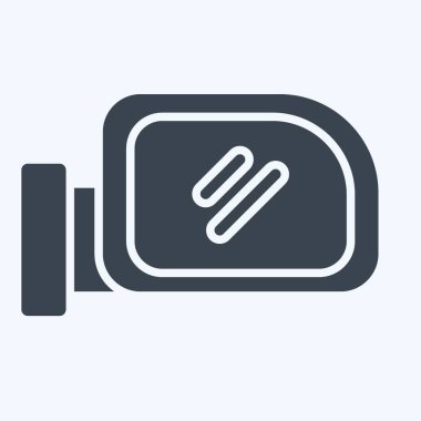 Simge Kanadı Aynası. Yedek Parça sembolüyle ilgili. Kabartma tarzı. Basit dizayn edilebilir. Basit resimleme