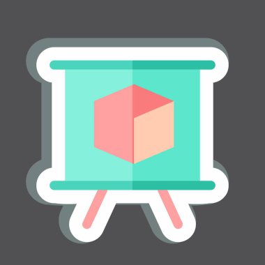 Çıkartma 3 boyutlu sunum. Üç boyutlu görselleştirme sembolüyle ilgili. Basit dizayn edilebilir. Basit resimleme