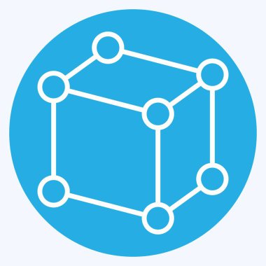 Simge Framework. Üç boyutlu görselleştirme sembolüyle ilgili. Mavi gözlü. Basit dizayn edilebilir. Basit resimleme