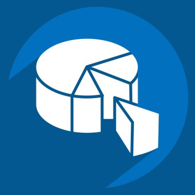 Simge Pasta Çizelgesi. Üç boyutlu görselleştirme sembolüyle ilgili. Uzun gölge tarzı. Basit dizayn edilebilir. Basit resimleme