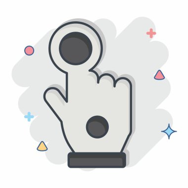 Simge Kablolu Eldiven. Üç boyutlu görselleştirme sembolüyle ilgili. Çizgi roman. Basit dizayn edilebilir. Basit resimleme