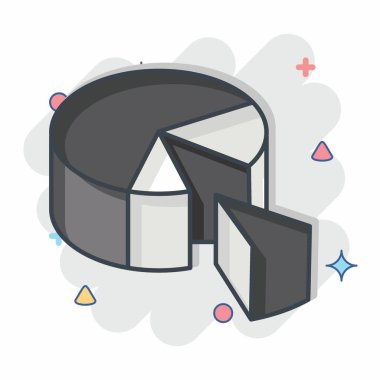 Simge Pasta Çizelgesi. Üç boyutlu görselleştirme sembolüyle ilgili. Çizgi roman. Basit dizayn edilebilir. Basit resimleme